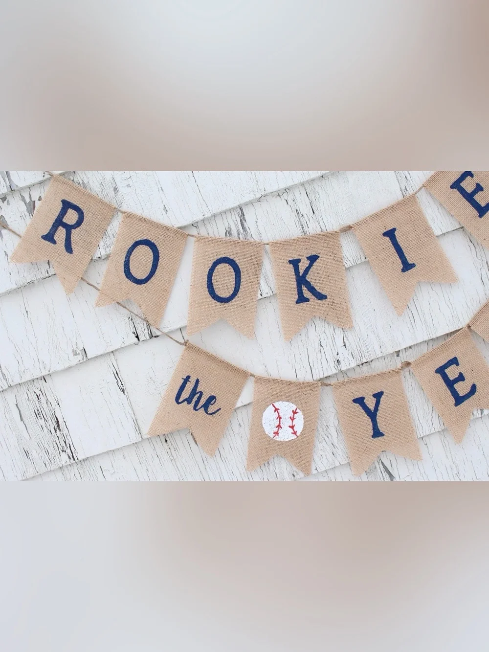 Rookie of the Year Banner, Baseball First Birthday, Burlap